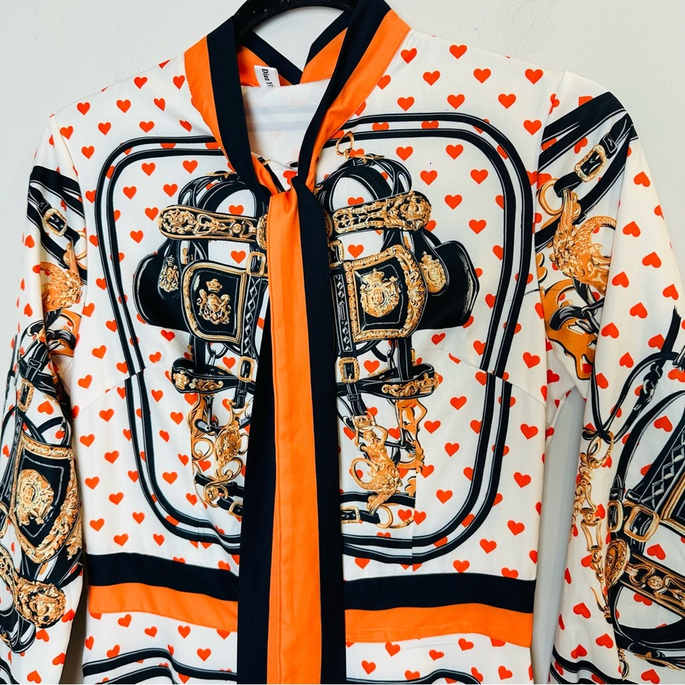 Multicolored Poker Card Long Sleeves‎ Dress Womens Size M Runs Size XS.C72 - Picture 2 of 16